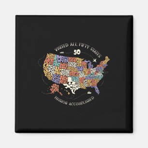 Visited All Fifty States Usa All 50 States Map  Magnet