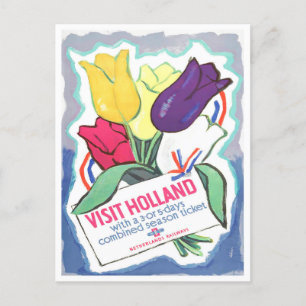 Visiter Holland voyage vintage Carte postale