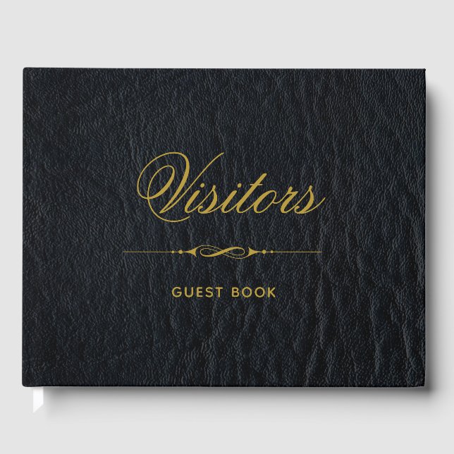 Visiteurs Faux Black Leather Elégant Livre d'Invit (Recto)