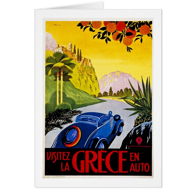 Visitez La Grece En Auto - Vintage Travel Poster (Front)
