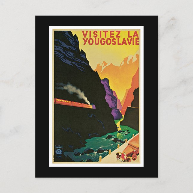 "Visitez la Yougoslavie" Vintage Travel Poster Postcard (Front)
