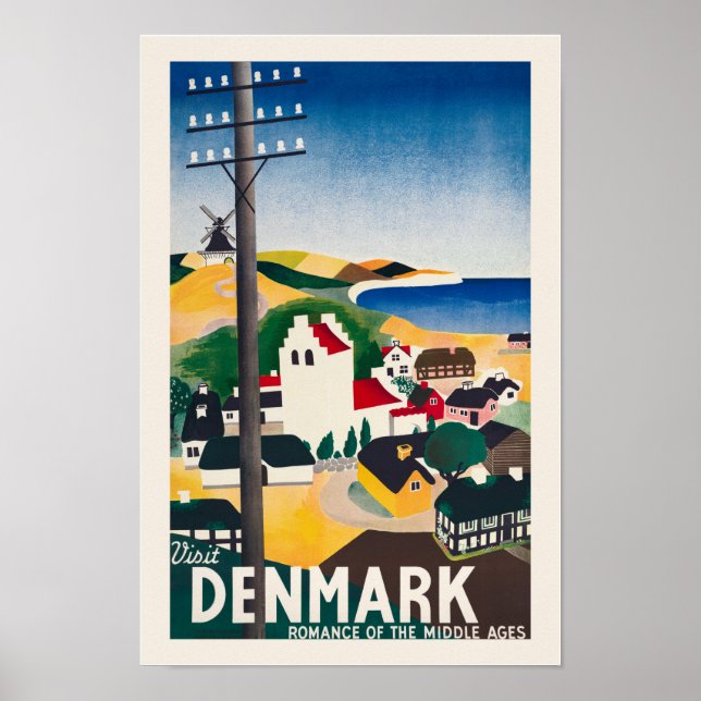 Visitez le Danemark Poster Vintage voyage 1936 (Devant)