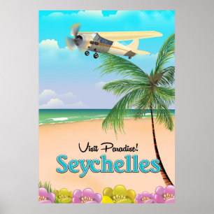 Visitez le paradis ! Affiche de voyage aux Seychel