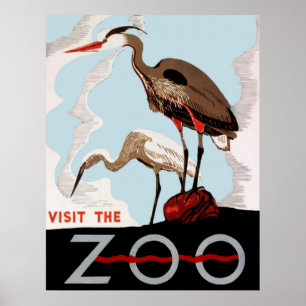Visitez le poster vintage de WPA de zoo