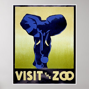 Visitez le Zoo - Elephant - Poster WPA Vintage