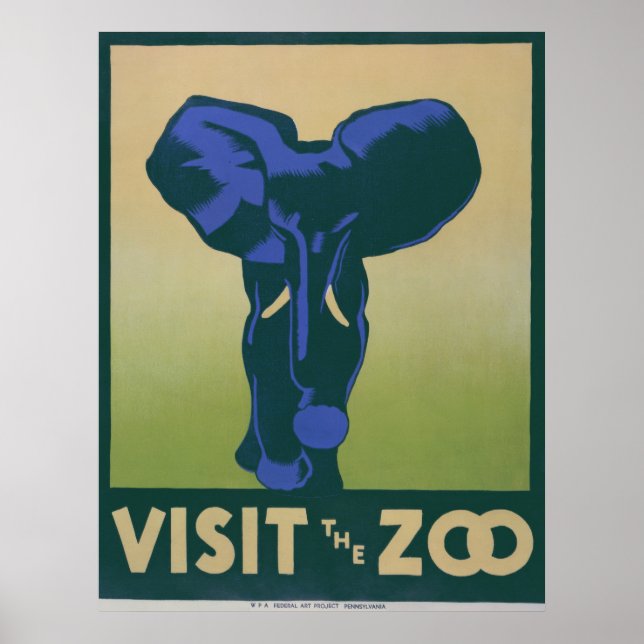 Visitez le Zoo Elephant Vintage WPA Poster (Devant)