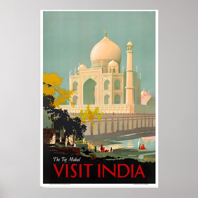 Visitez l'Inde Taj Mahal Unesco Affiche de voyage  (Devant)