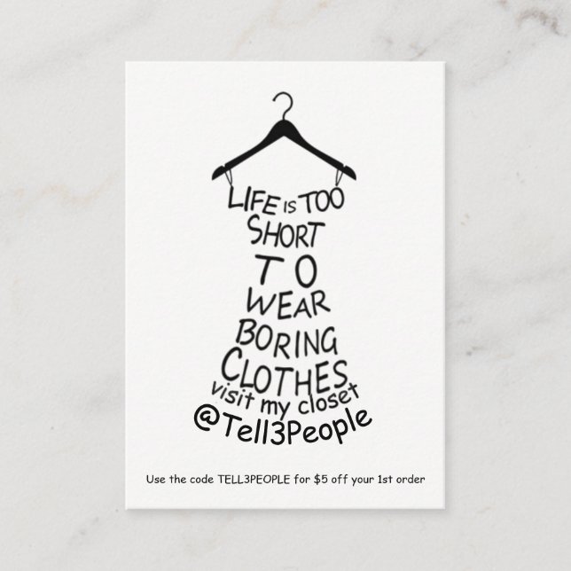 Visitez Mon Carte de visite Vêtements Shopping (Devant)