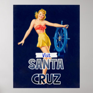 Visitez Père Noël Cruz - Poster Vintage de la fill