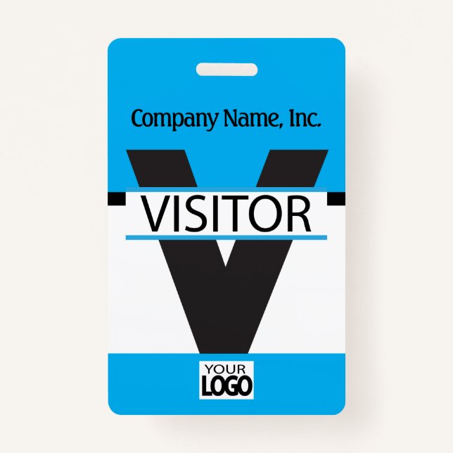 Visitor Badge with your Logo - Baby Blue (Front)