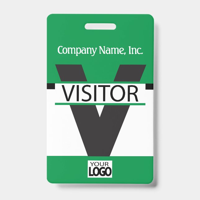 Visitor Badge with your Logo - Green (Front)
