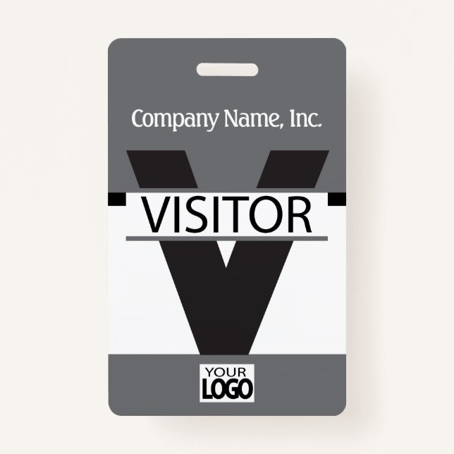 Visitor Badge with your Logo - Grey (Front)