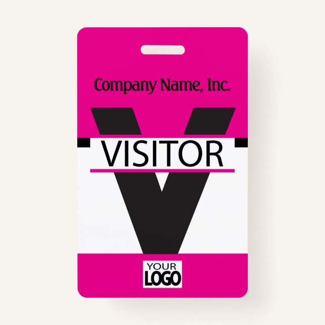 Visitor Badge with your Logo - Pink (Front)