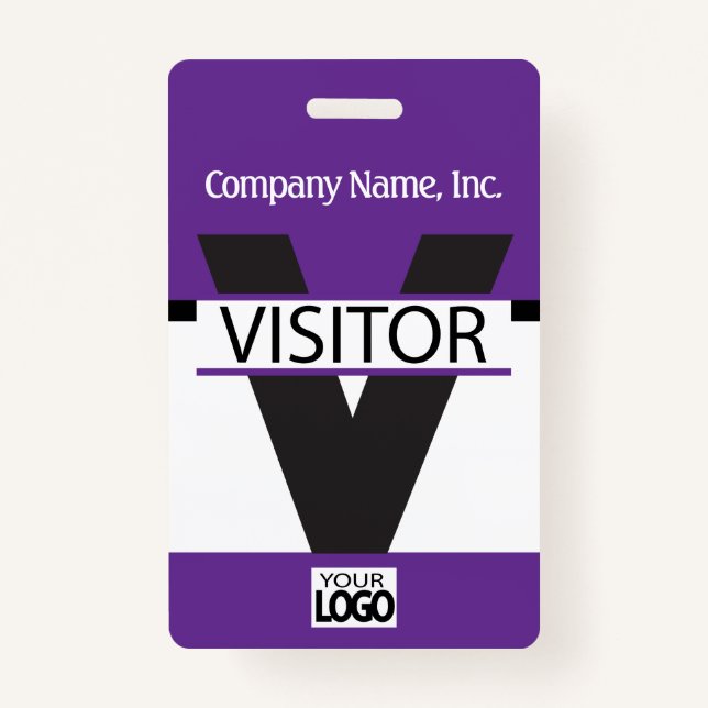 Visitor Badge with your Logo - Purple (Front)