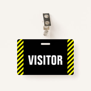"VISITOR" + Black & Yellow Stripes Badge
