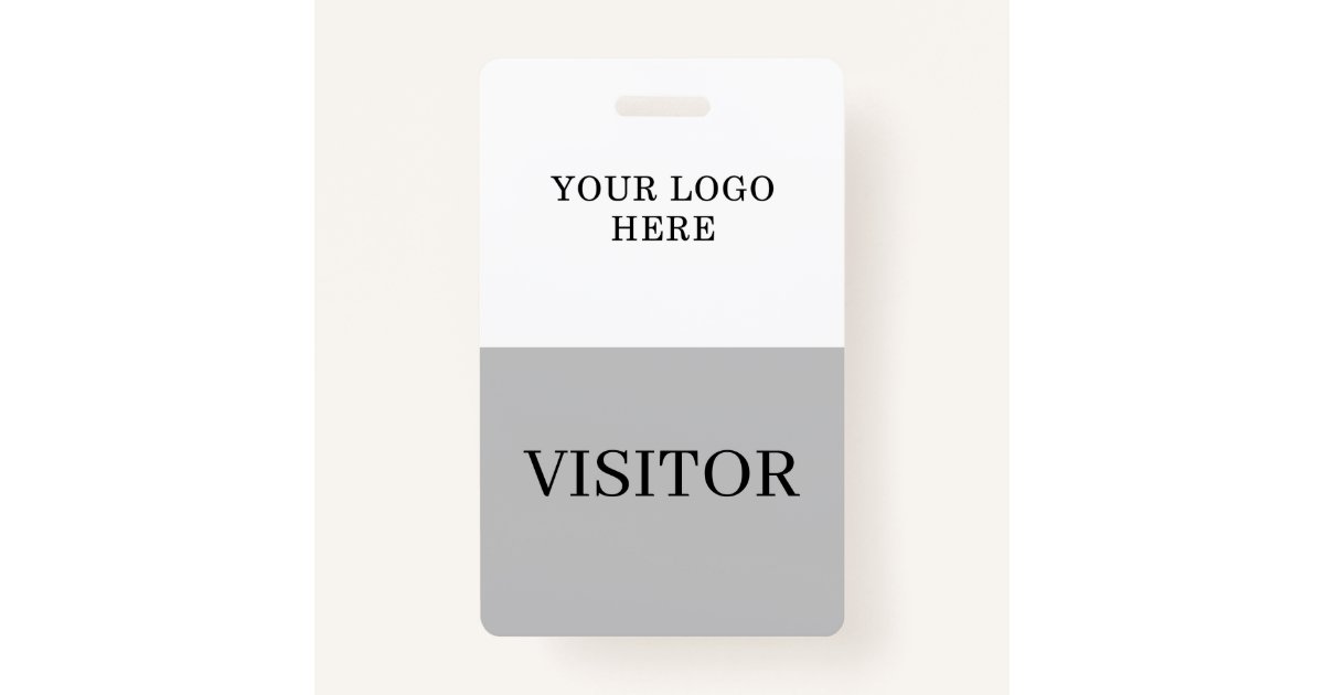Visitor ID in White & Gray Vertical Customize Badge Zazzle.ca