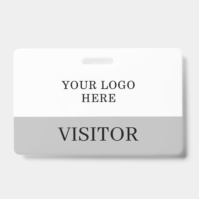 Visitor ID in White & Grey Horizontal Customize Badge (Front)