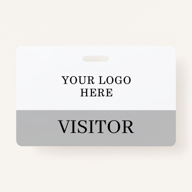 Visitor ID in White & Grey Horizontal Customize Badge (Front)