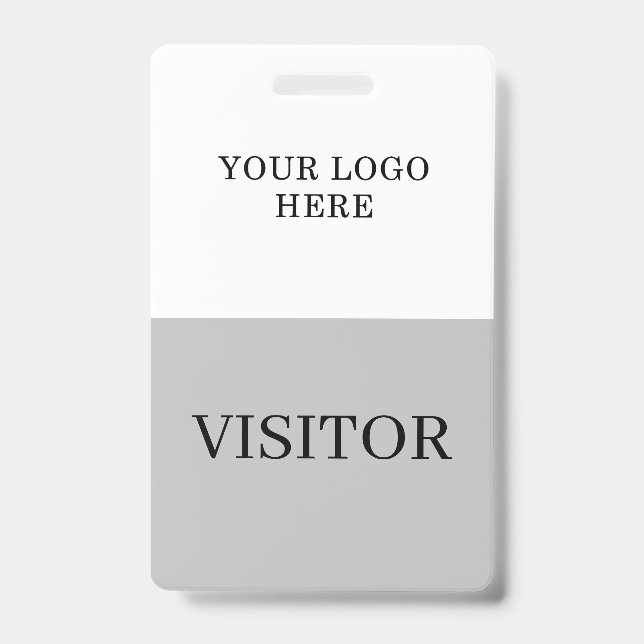 Visitor ID in White & Grey Vertical Customize Badge (Front)