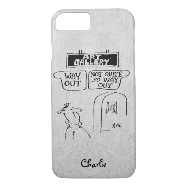 Visitor is bemused by signs in an art gallery Case-Mate iPhone case (Back)
