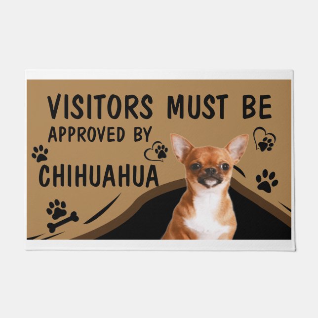 Visitor Must Be Approved By Springer Chihuahua Doormat (Front)