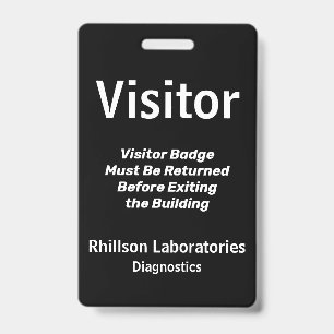 Visitor Pass Badge Black and White Vertical Design