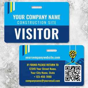 Visitor Pass Security ID Construction Site Navy Badge