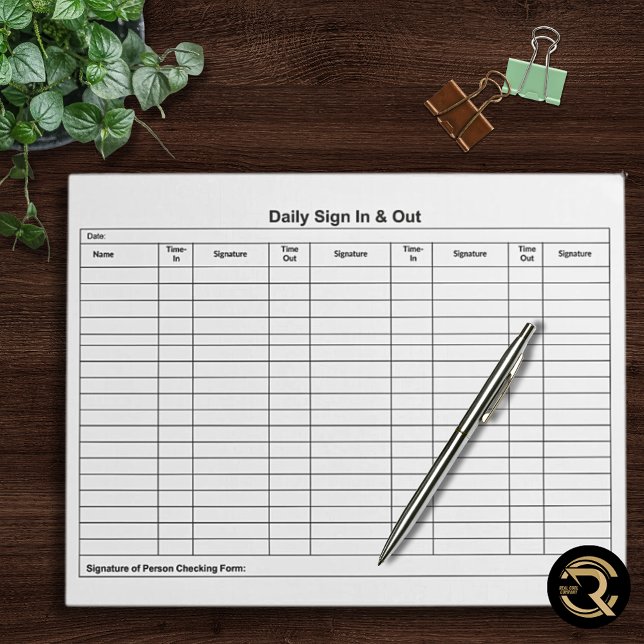 Visitor Sign In Sign Out Tracker Notepad (Creator Uploaded)