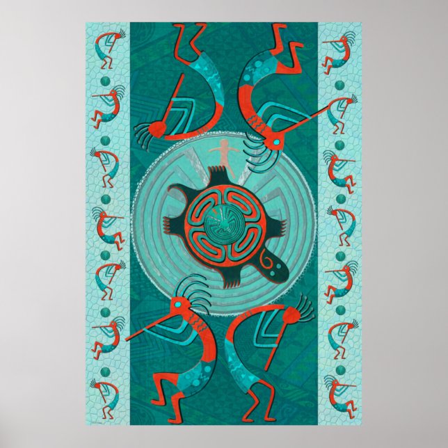 Visitors Anasazi Native Folk Art Poster (Front)