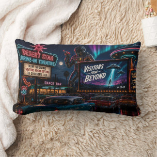 Visitors from Beyond Retro Sci-Fi Throw Pillow