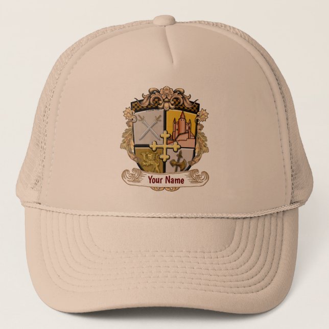 Vista Cross Shield Surname Trucker Hat (Front)