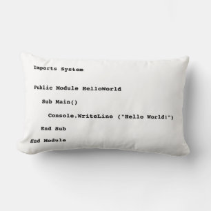 Visual Basic Hello World Greeting Lumbar Pillow