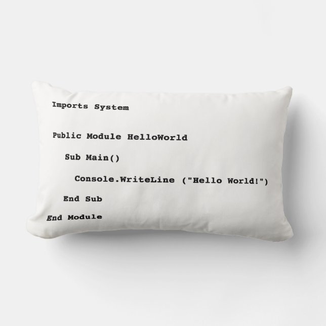 Visual Basic Hello World Greeting Lumbar Pillow (Front)