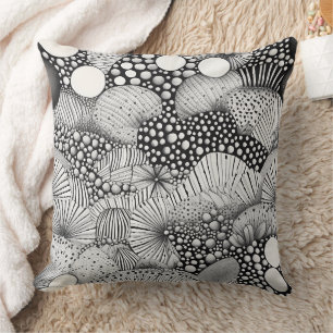 Visual Black White Abstract Contrast Movement Throw Pillow