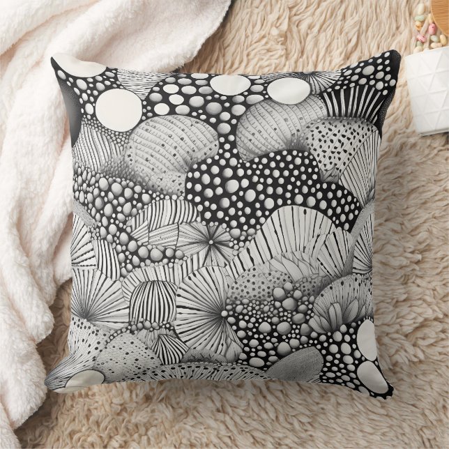 Visual Black White Abstract Contrast Movement Throw Pillow (Blanket)