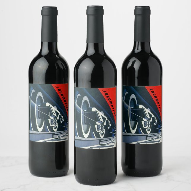 Visual Train wheels on track Locomotion Railroad Wine Label (Bottles)