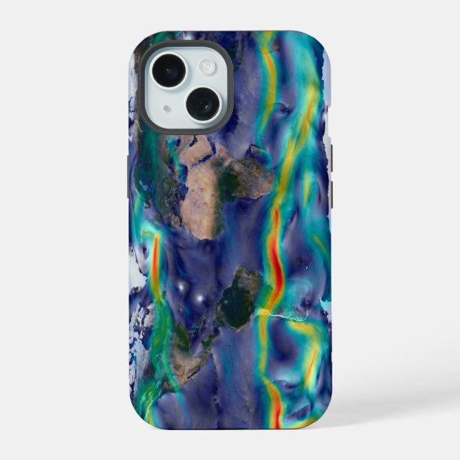 Visualization Of Global Winds. iPhone 15 Case (Back)