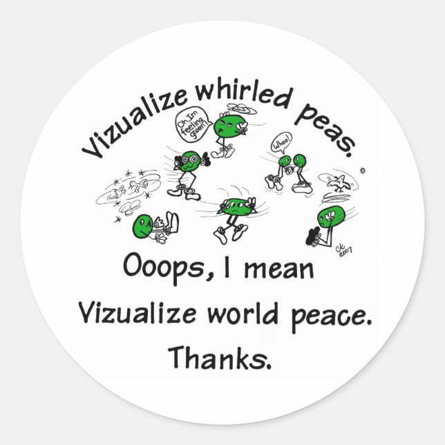 Visualize Whirled Peas Classic Round Sticker (Front)