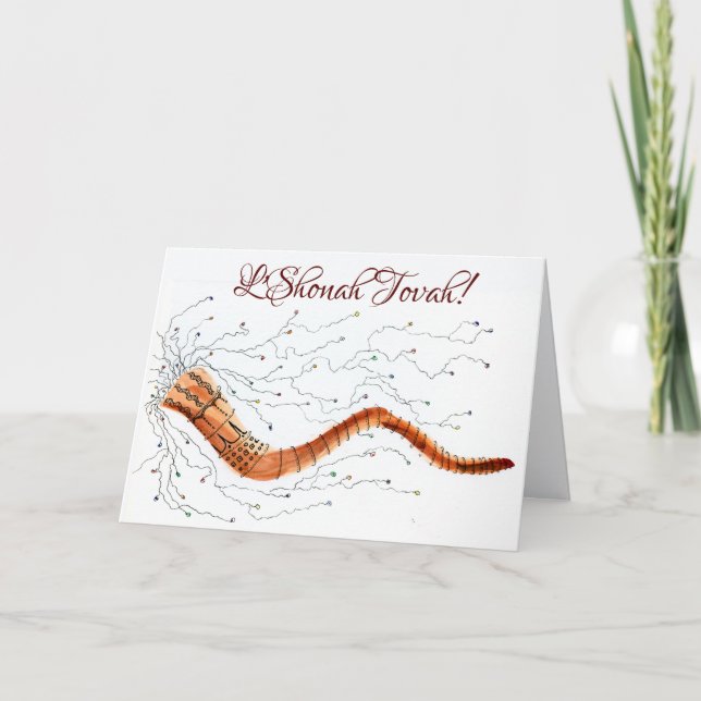 Visually Blowing the Shofar Greeting Card (Front)