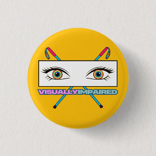 visually impaired eye rainbow - yellow background 1 inch round button