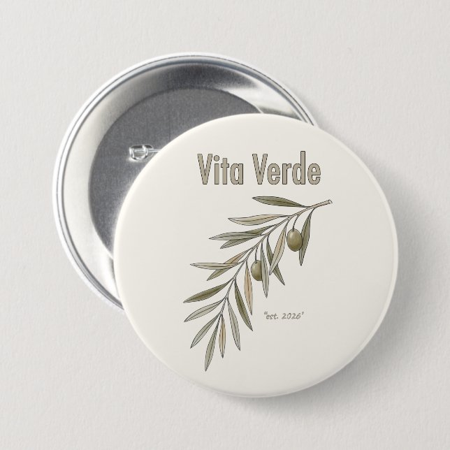 Vita Verde Collection Beige 3 Inch Round Button (Front & Back)