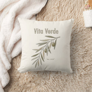 Vita Verde Collection Beige Throw Pillow