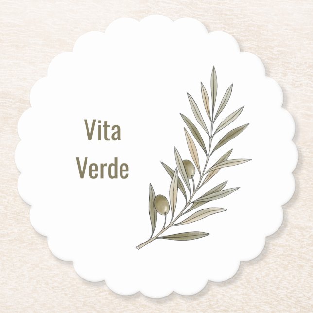 Vita Verde Collection White Paper Coaster (Front)