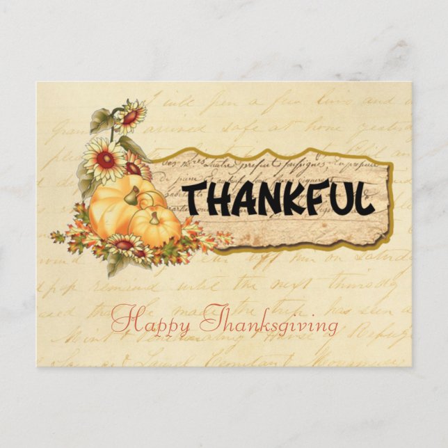 Vitage Retro Thanksgiving Day Greeting Holiday  (Front)