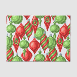 Vitage Vibrant Red and Green Christmas Ornaments Tissue Paper