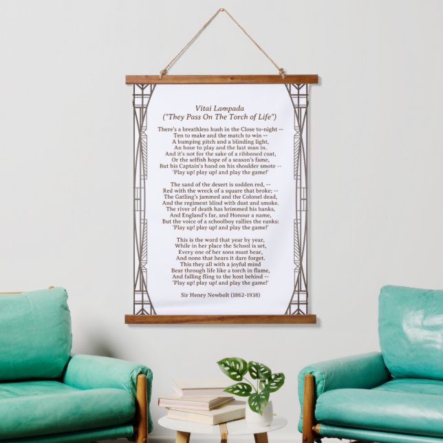 Vitai Lampada Newbolt Poem  Hanging Tapestry (Living Room)