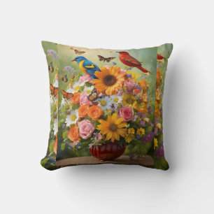 "Vitamin Bloom: A Bouquet of Wellness & Whimsy" Throw Pillow