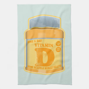 Vitamin D capsules health and well-being Kitchen Towel