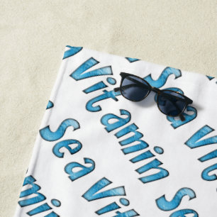 Vitamin Sea Funny Typography Ocean Beach Towel