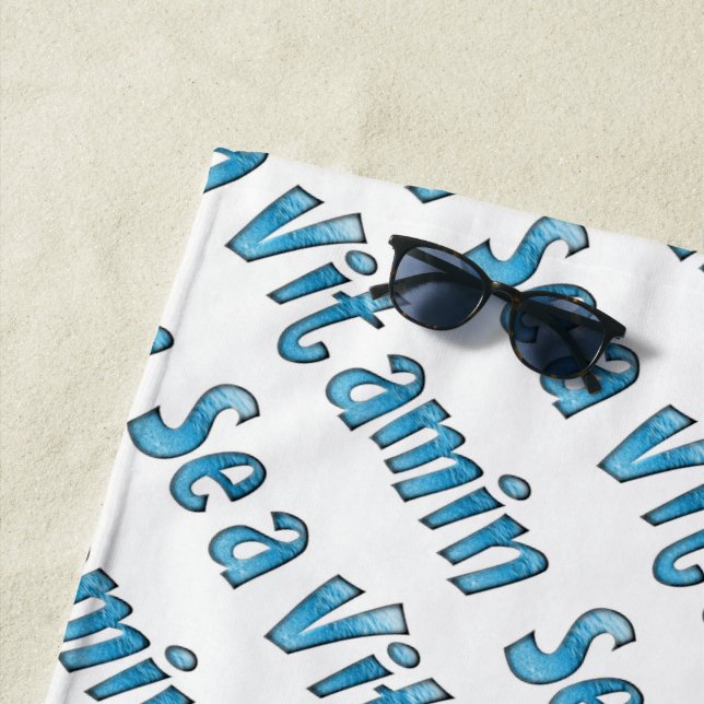 Vitamin Sea Funny Typography Ocean Beach Towel (In Situ)